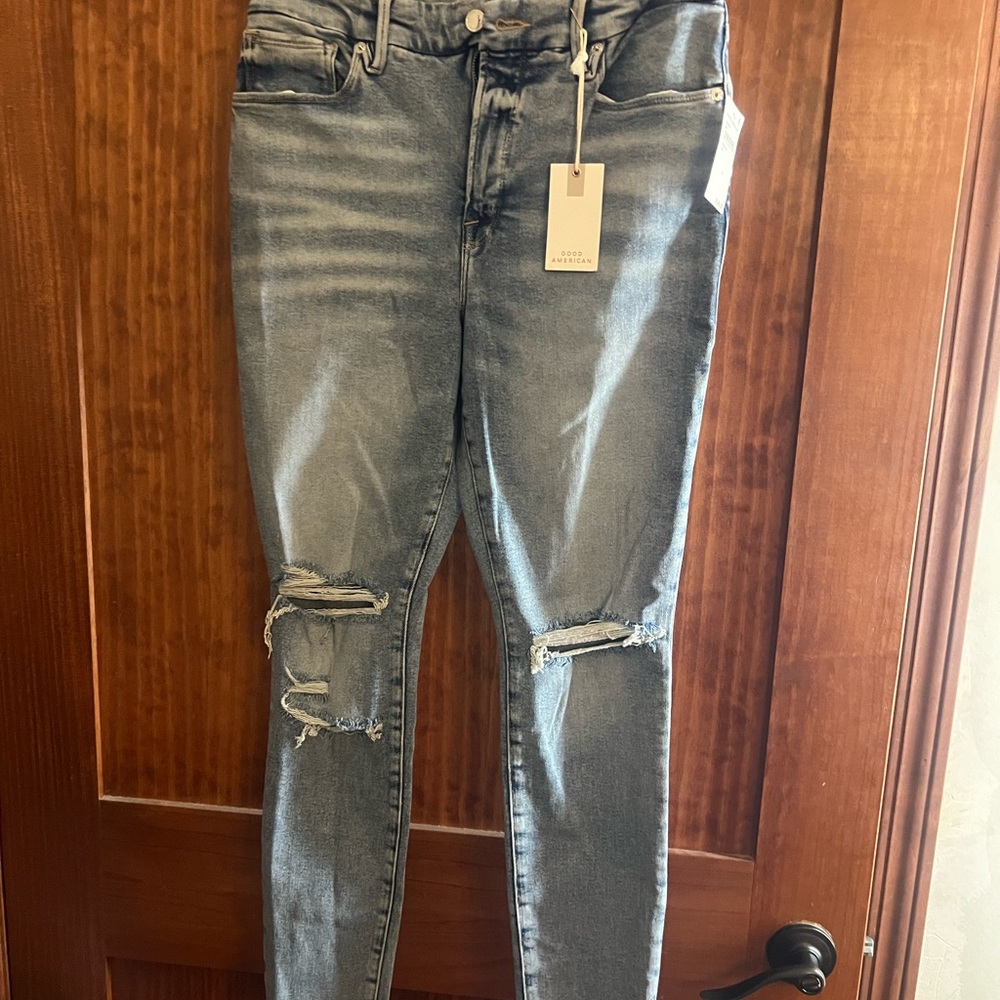 Good American Distressed Blue Skinny Jeans